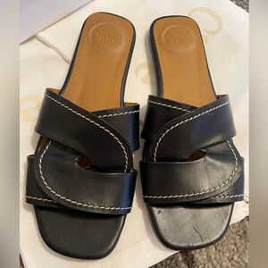 Chloé Candice Flat Twist Leather Sandals 39.5